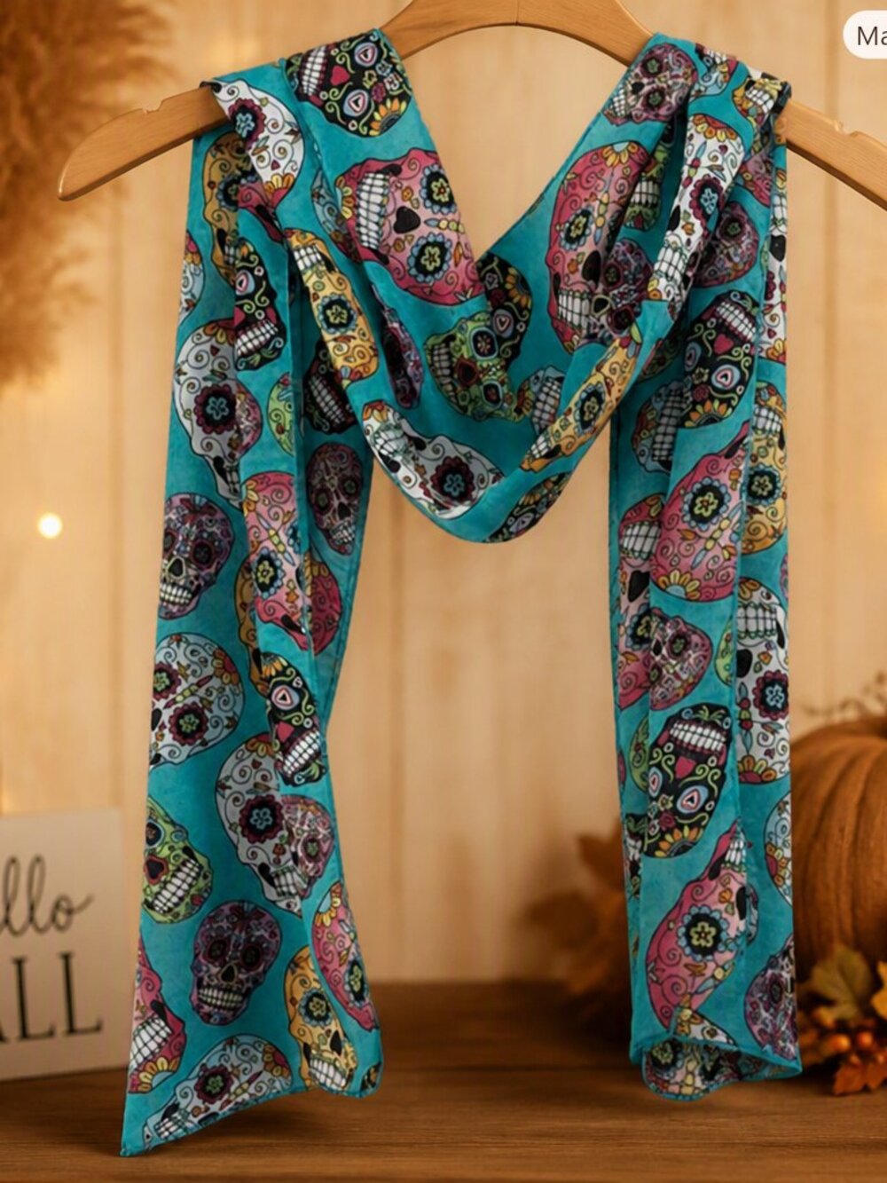 Sugar Skull Paisley Print Scarf
